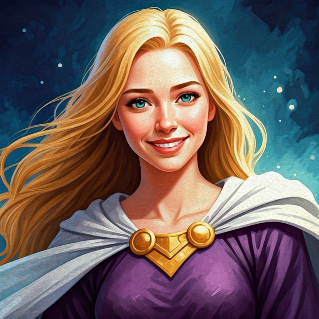 Joyful Woman in Purple Dress, Impressionist Painting