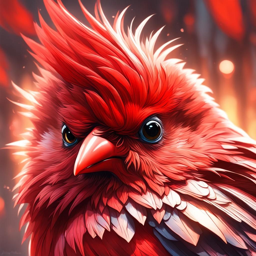 Detailed Portrait of a Red Cardinal Bird