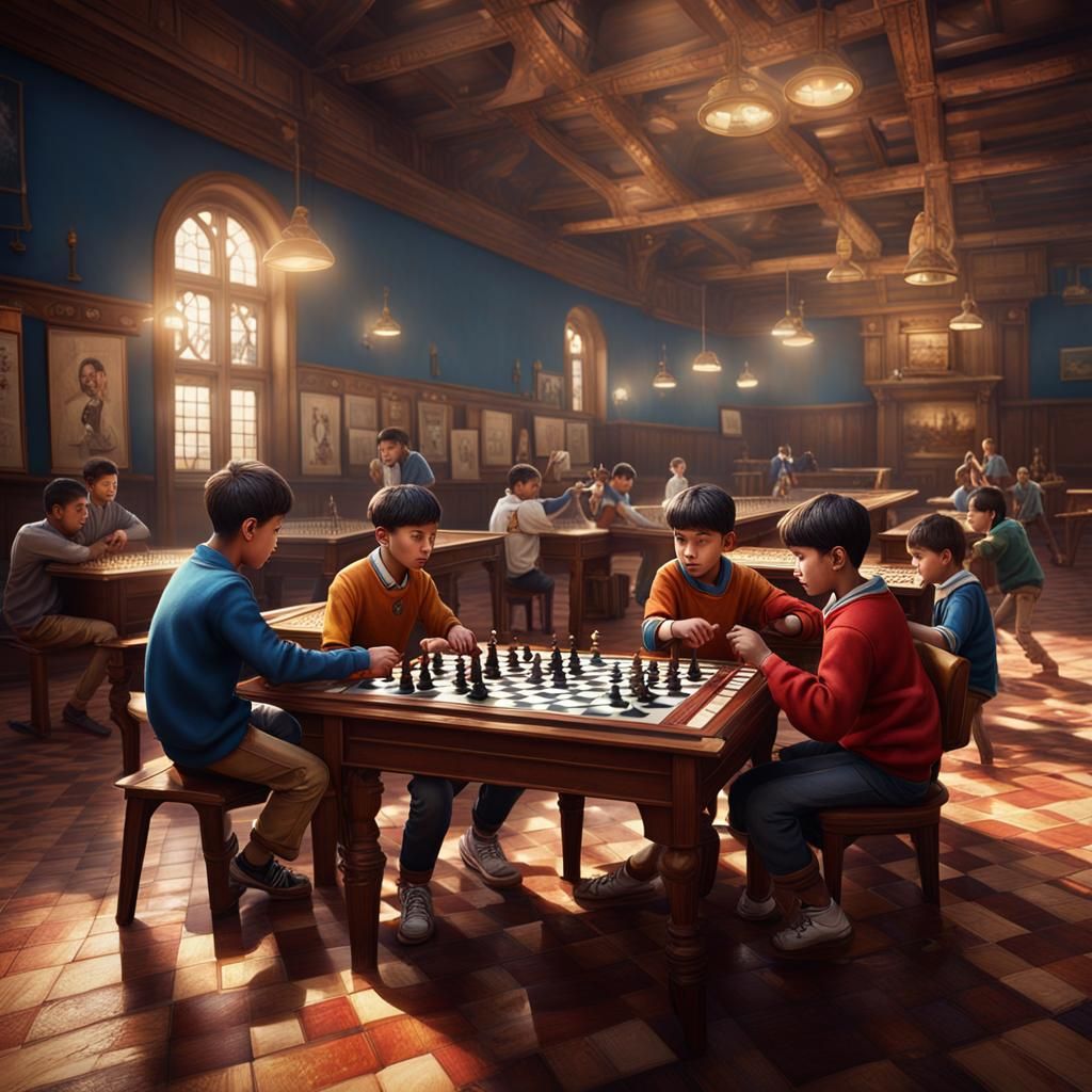 School Students Playing Games: Fantasy Concept Art