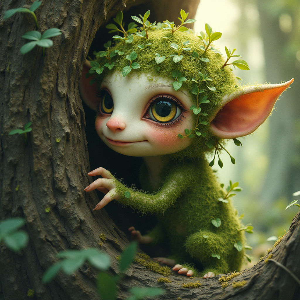 Mystical Wood Spirit in Dreamy Watercolor Style