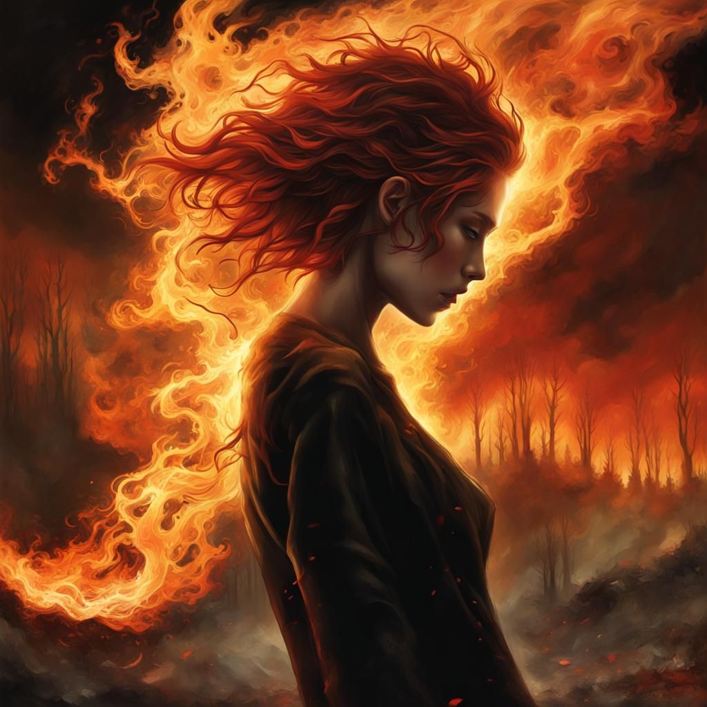 Passionate Woman Walking Against the Wind