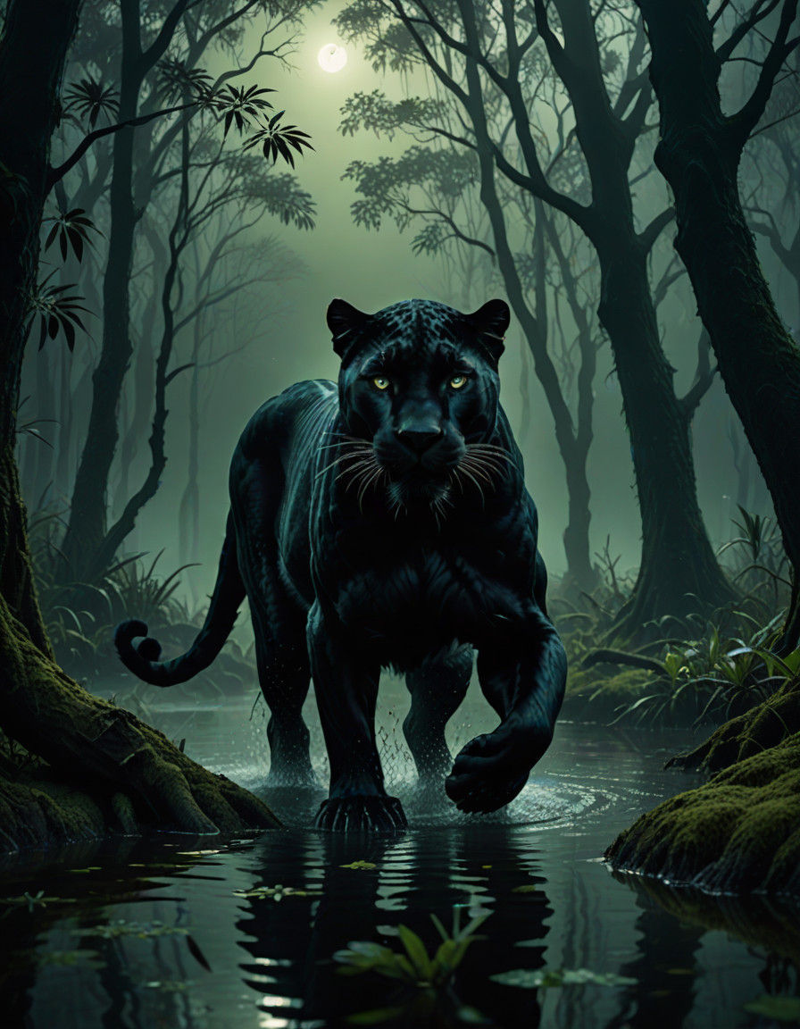 Mysterious Panther Hunts Jack Rabbits in Dark Swamp