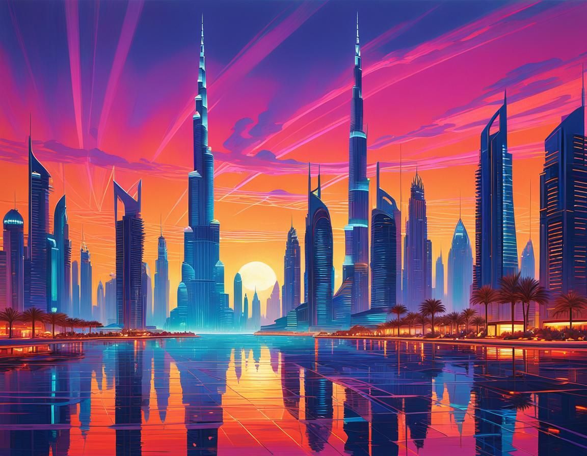 Neon Dubai: A Cyberpunk Sci-Fi Cityscape