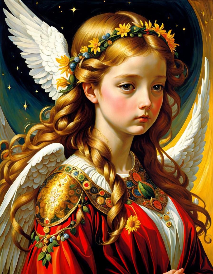 Angelic Figure in Renaissance Style Portrait