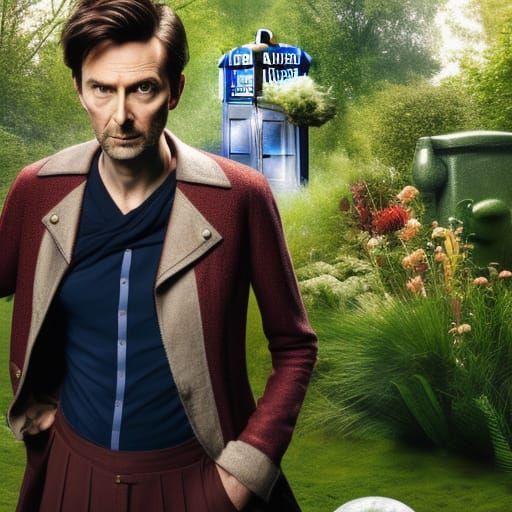 Dr. Who in Fantasy Garden: Hyperrealistic Digital Art