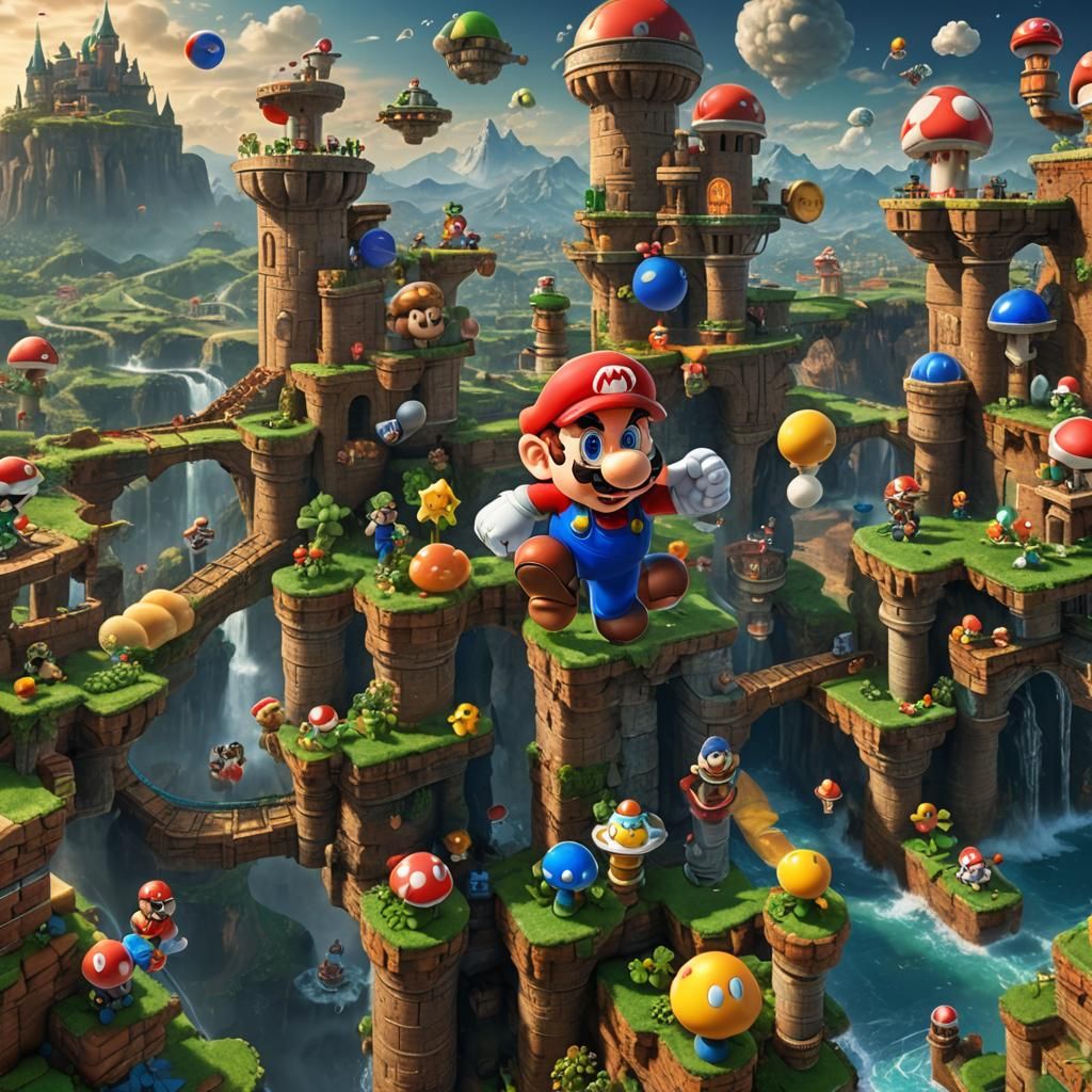 Detailed Mario Poster in Fantasy Concept Art