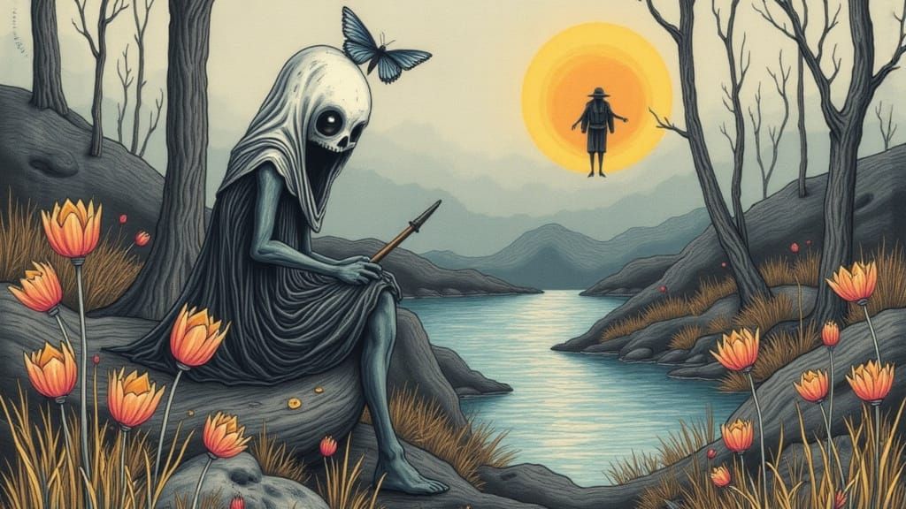 Abstract Branch River with Dark, Moody Atmosphere