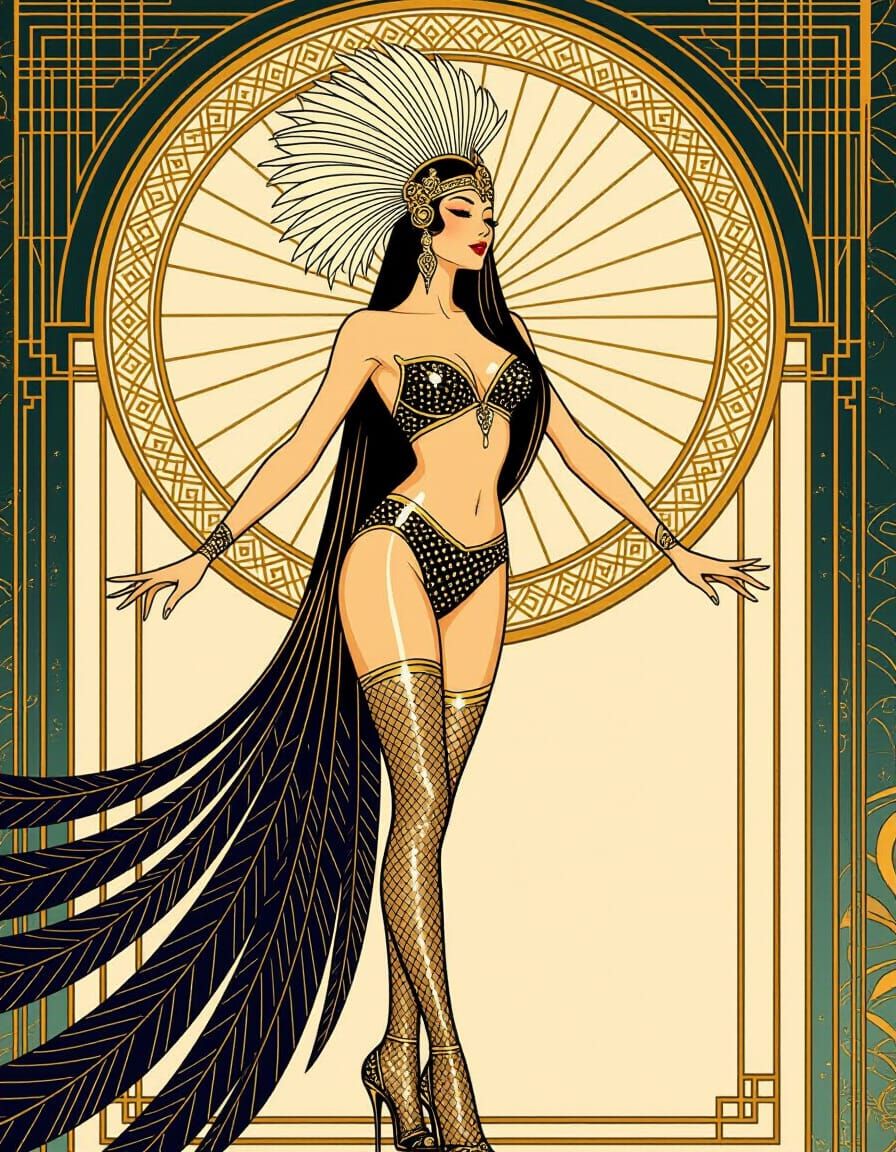 Glamorous She-Bird in Art Deco Style