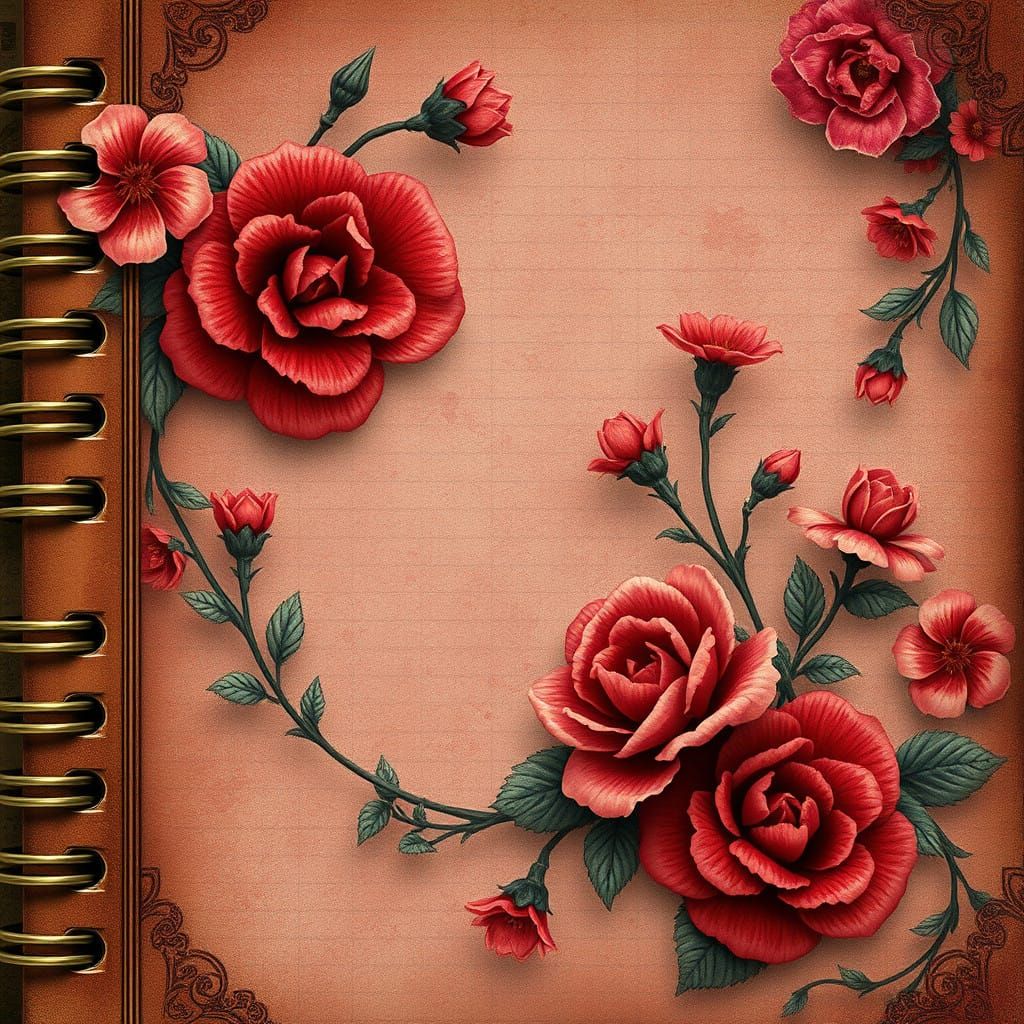 Whimsical Floral Folk Art in Vintage Style