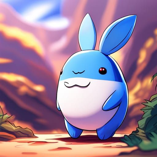 Adorable Furry Chibi Azumarill Pokemon in 3D Digital Art