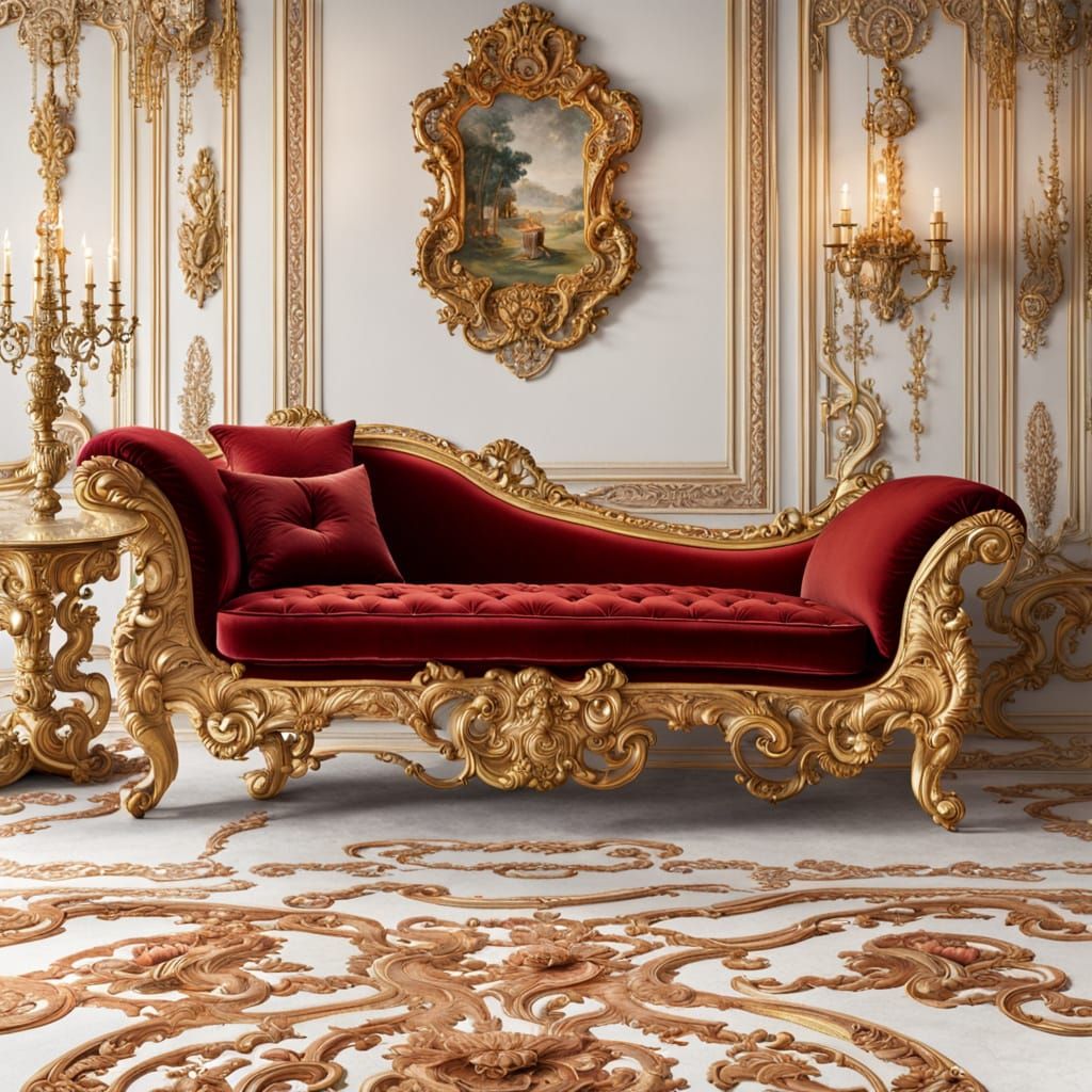 Elegant Baroque Chaise Longue in Grand Salon