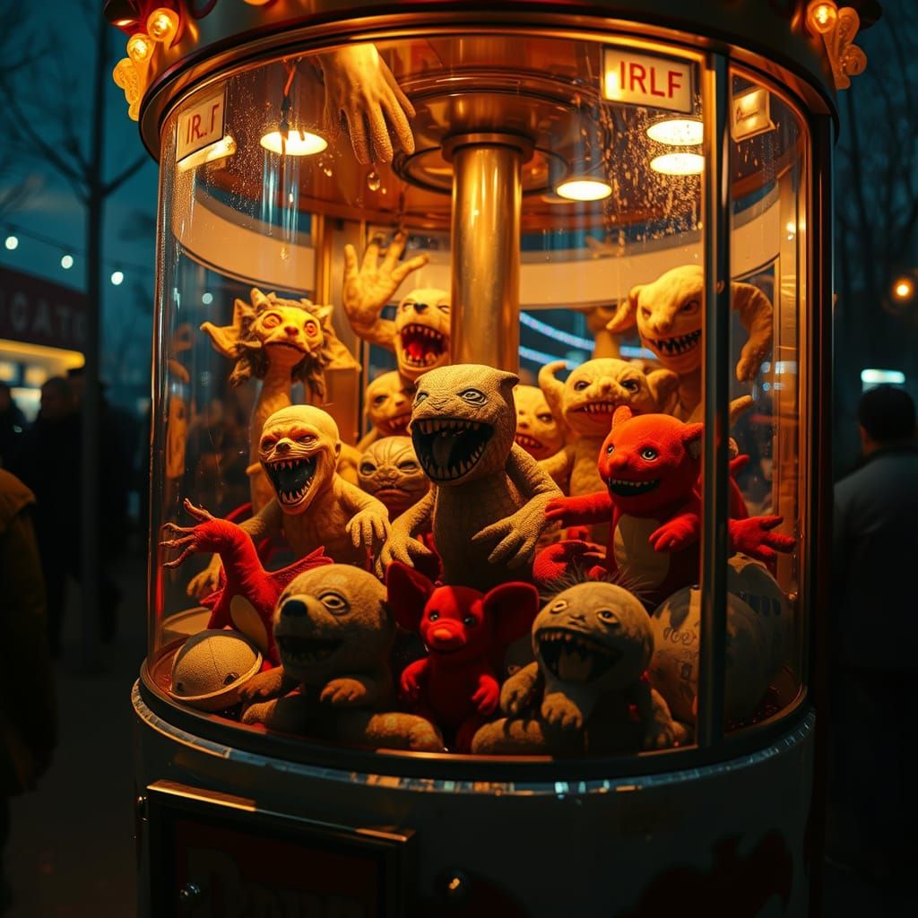 Sinister Creatures in a Carnival Claw Machine