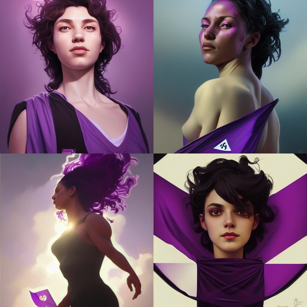 Woman with Asexual Pride Flag: Digital Art Portrait