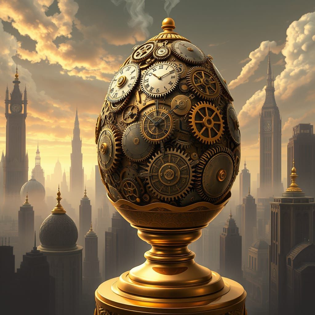 Surreal Steampunk Egg Clockwork Marvel