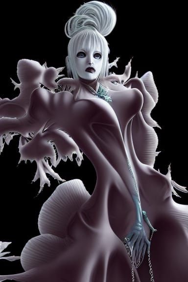 Vampire Ice Queen: Anime Horror Ink Drawing