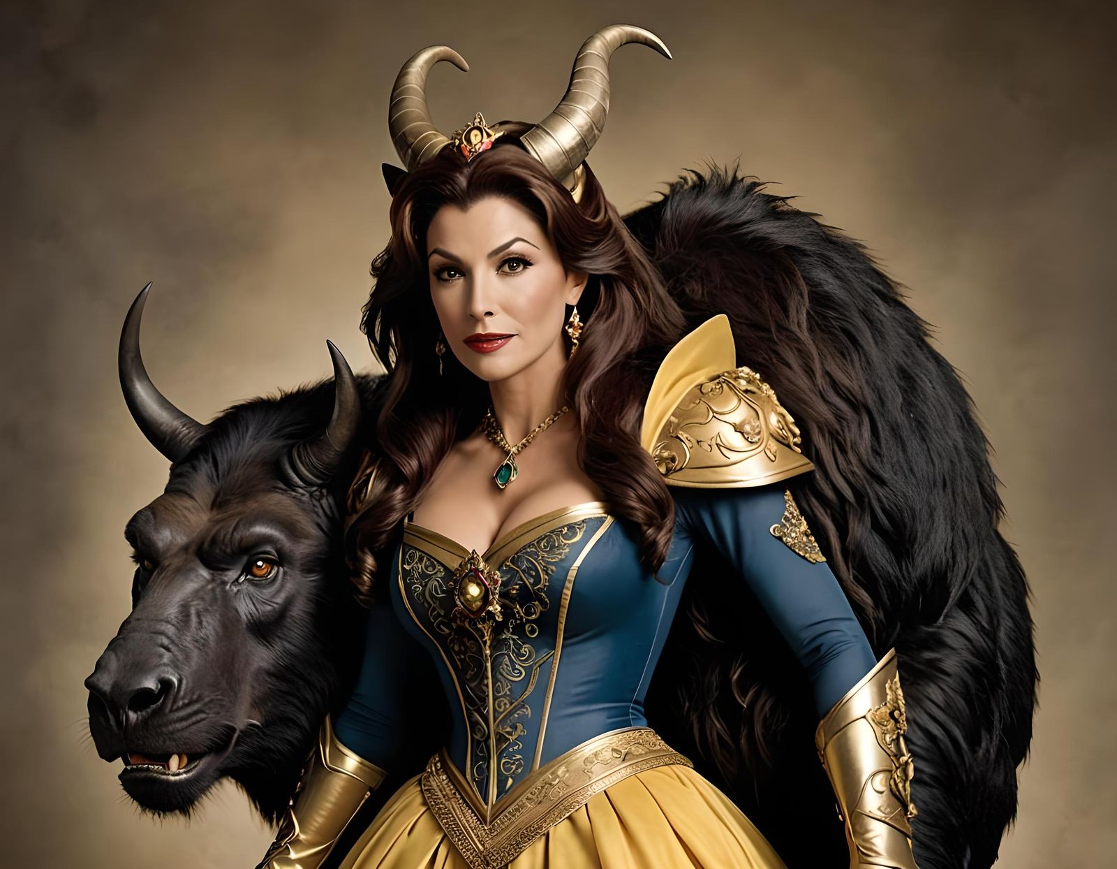 Deana Troi as Belle with Chimera Beast