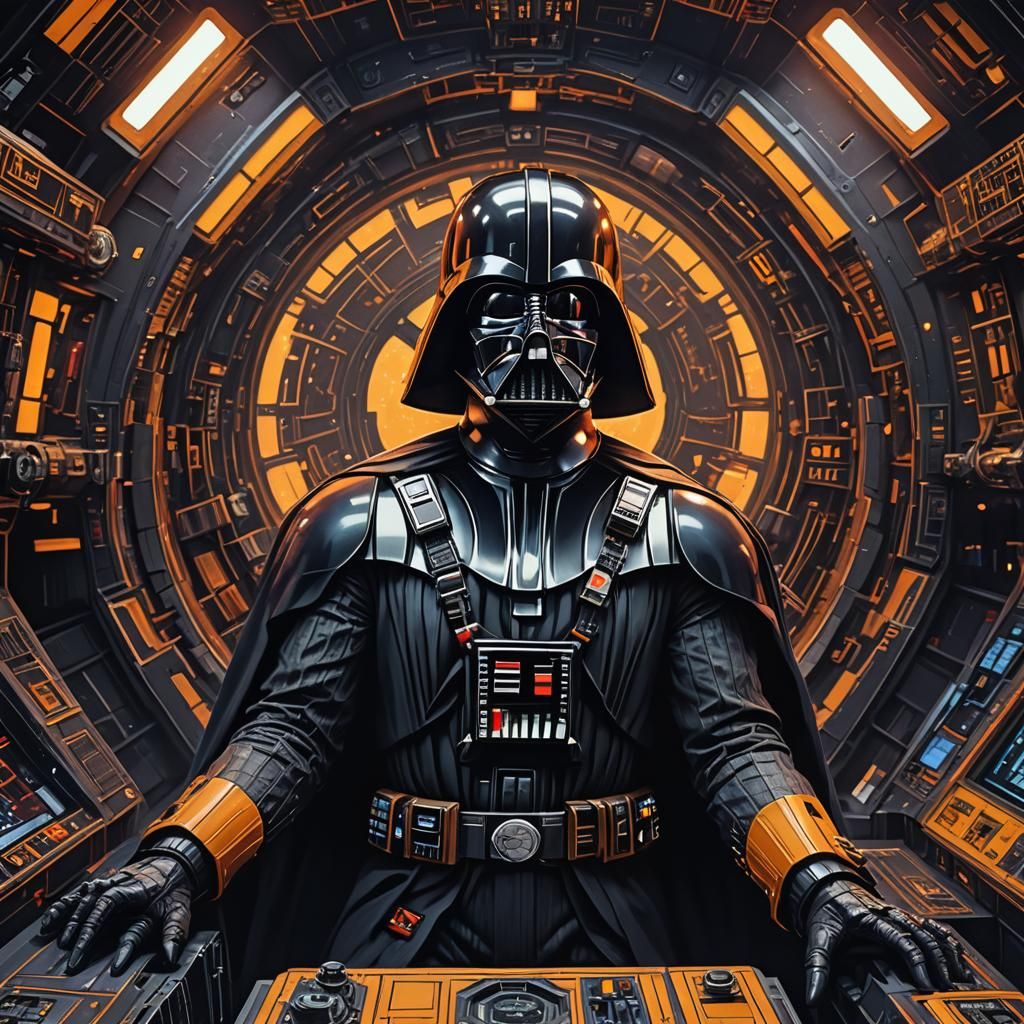 Darth Vader Unmasked in Starship Cockpit