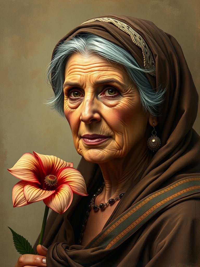 Graceful Mediterranean Woman Portrait in Photorealism