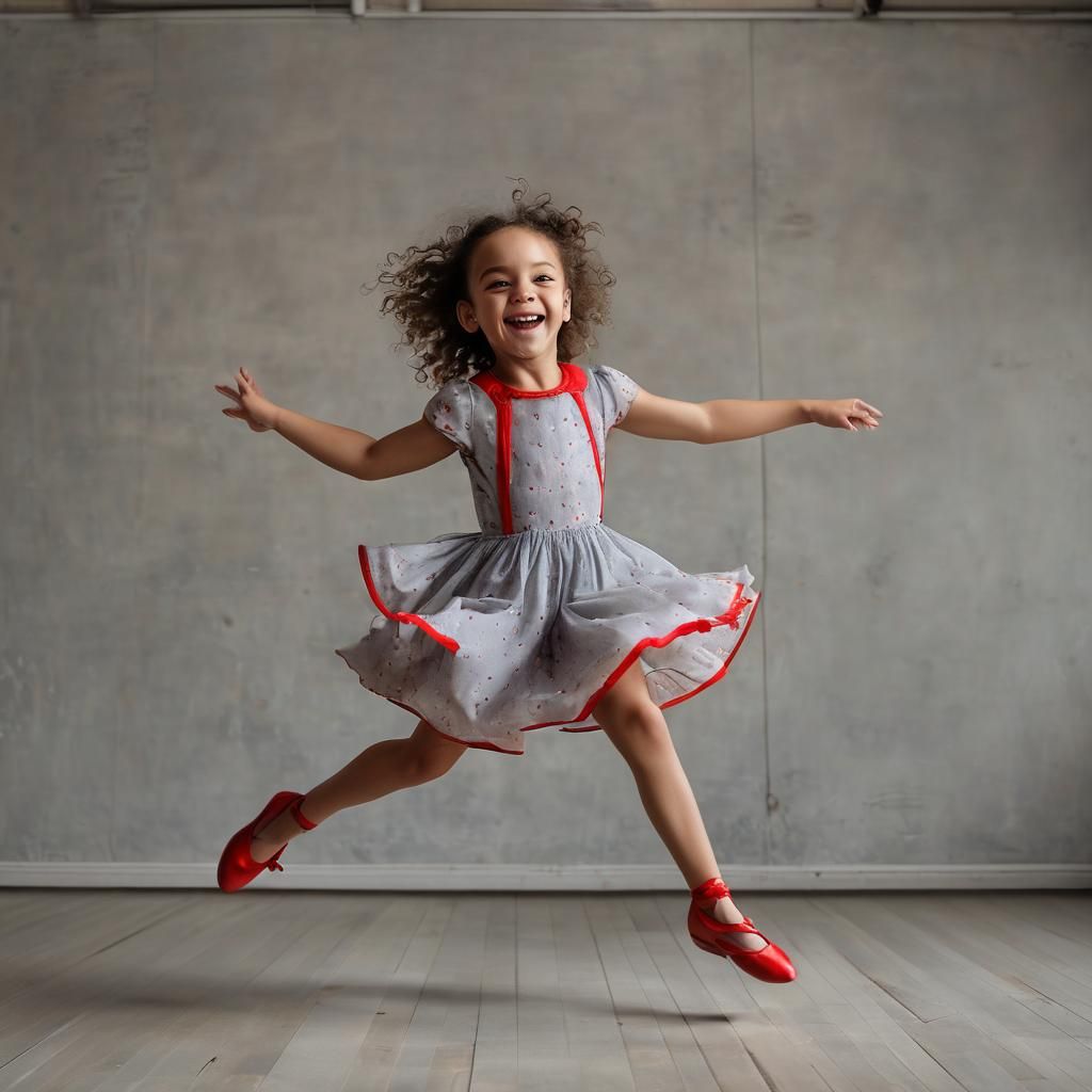 Happy Girl Dancing in Studio, Canon EOS R5