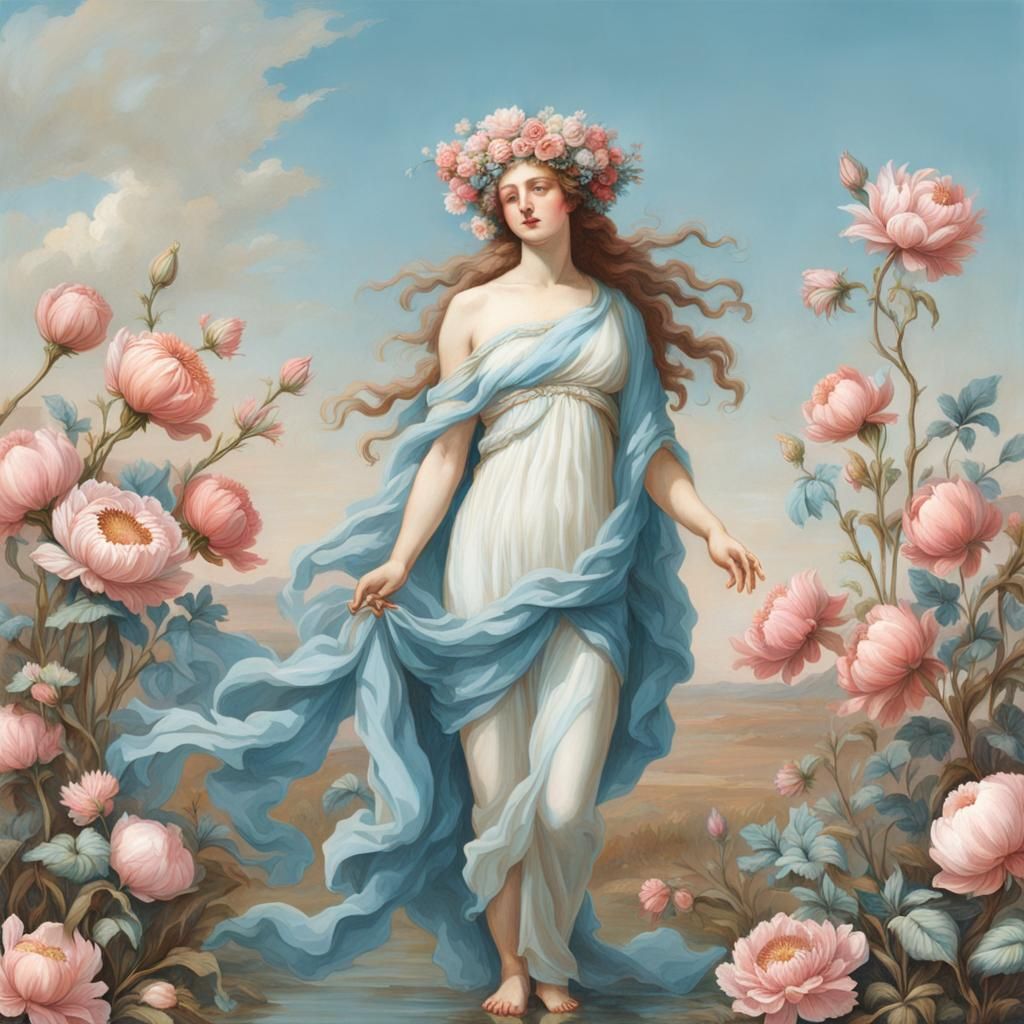 Birth of Venus in Savanna with Floral Headdress