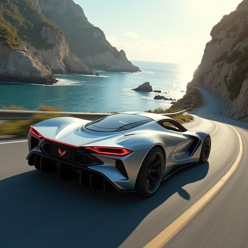 Futuristic 2024 Corvette on Coastal Highway