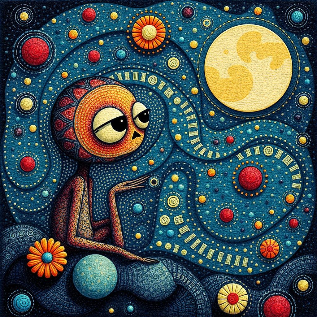 Wistful Galaxy Reflections in Whimsical Pointillism