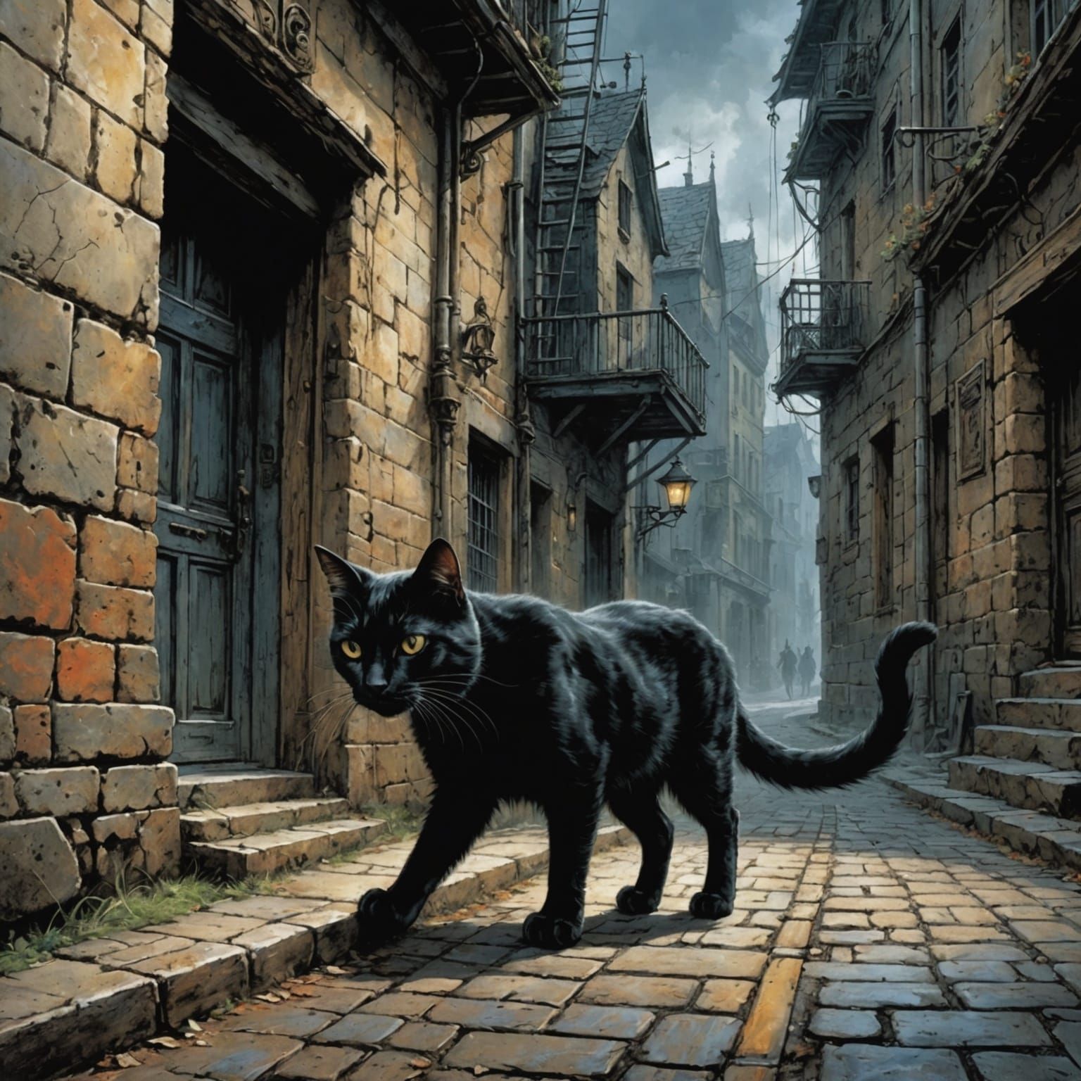 Black Cat Under Ladder: Dark Fantasy Comic Art