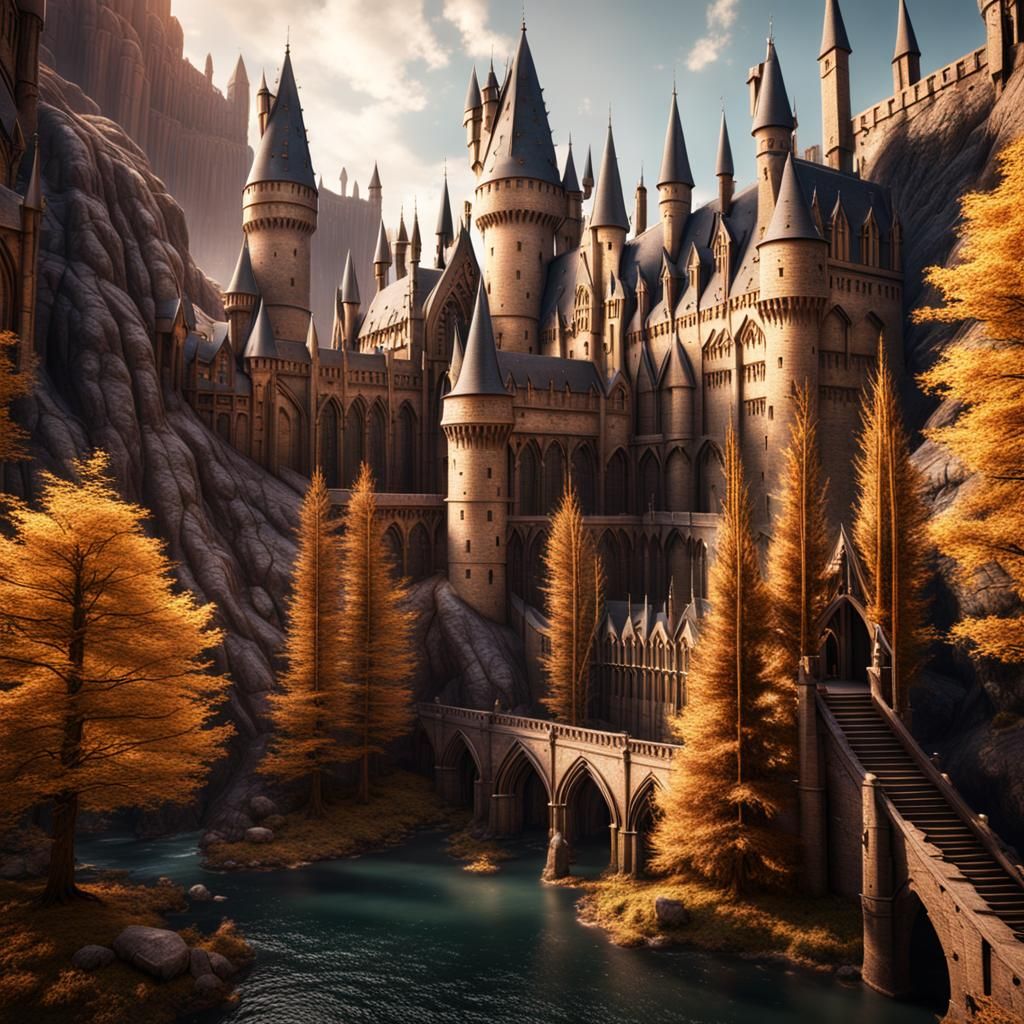 Detailed Matte Painting of Hogwarts in 8k