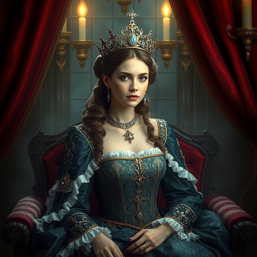 Regal Renaissance Princess in Lavish Fantasy Environment