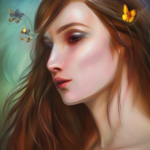 Butterfly Girl Portrait in Hyperdetailed Digital Art