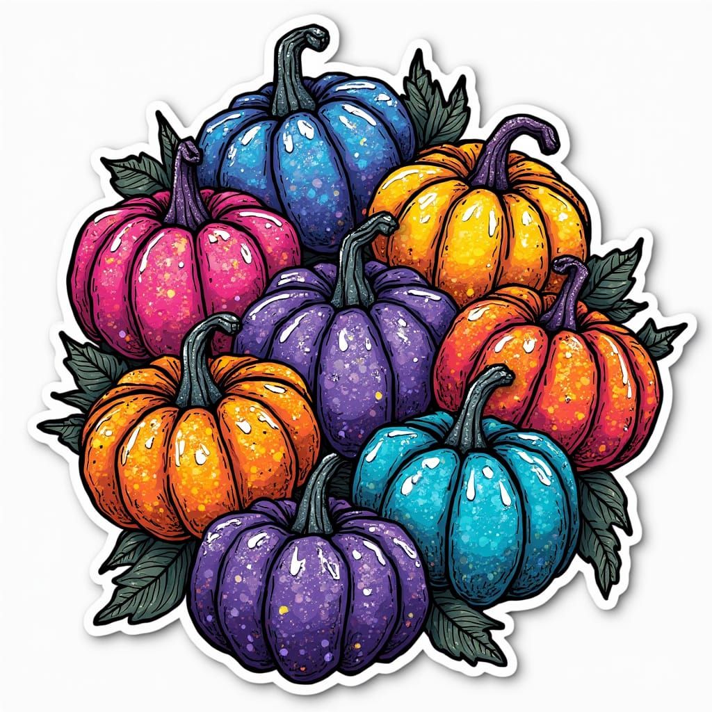 Glossy Glitter Pumpkin Sticker Art