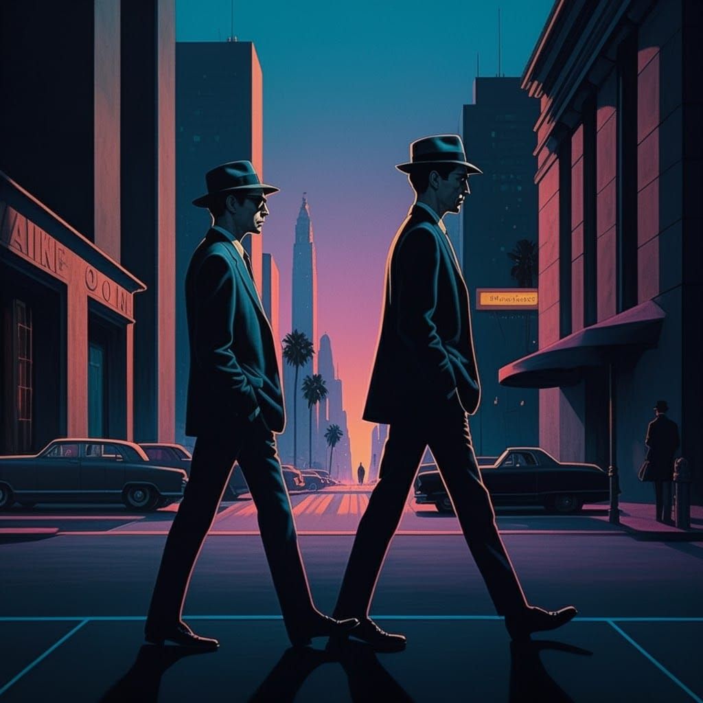 Vaporwave Film Noir Scene of Los Angeles