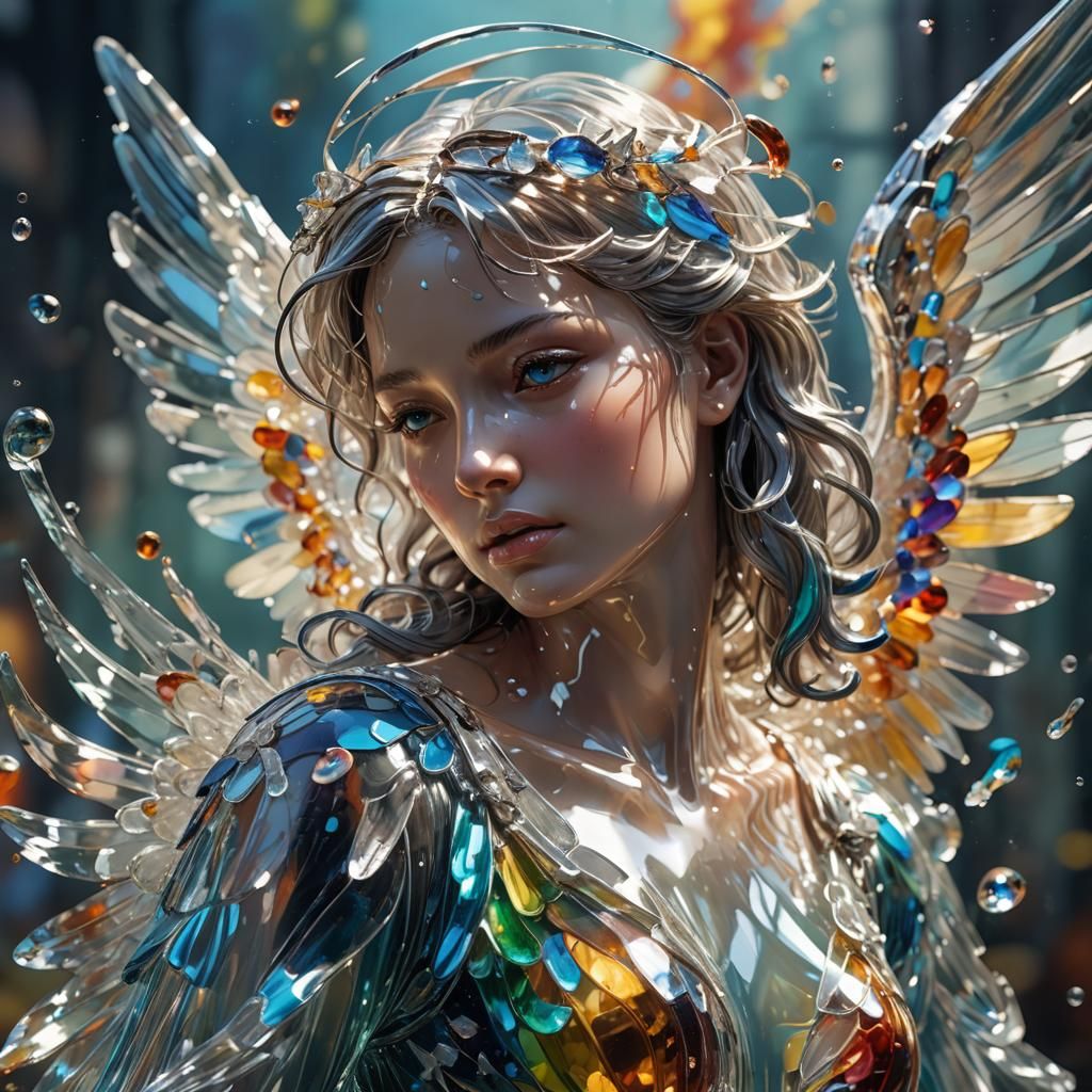 Hyperrealistic Glass Angel Concept Art