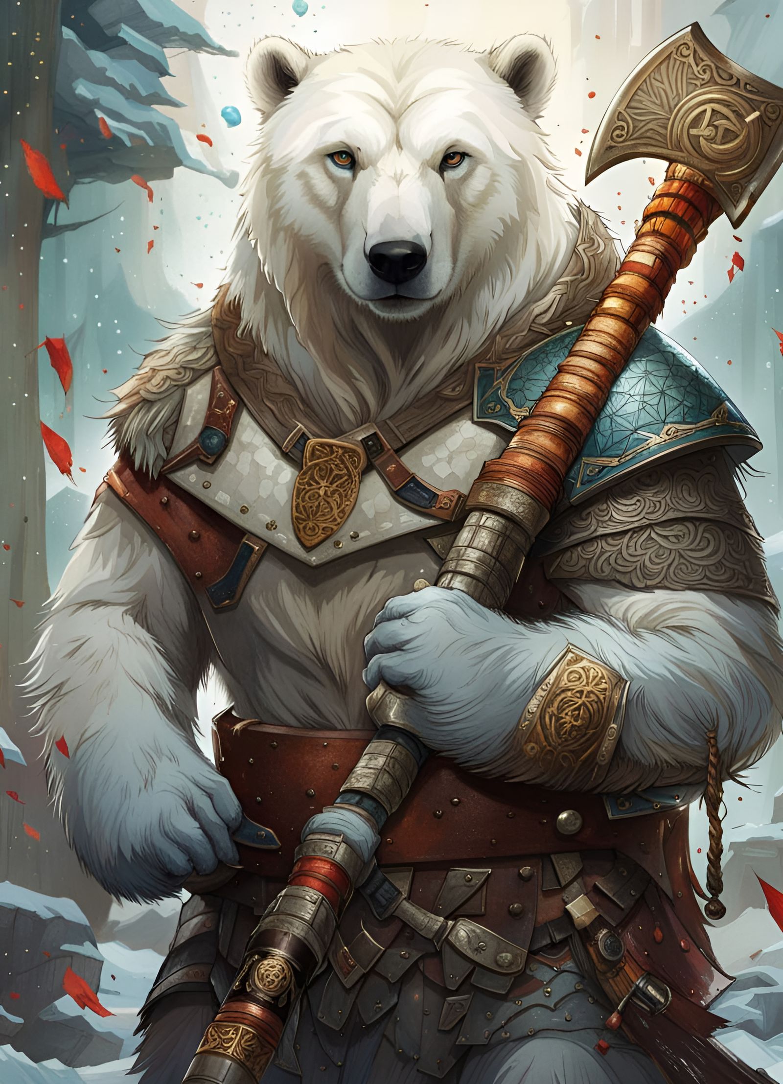 Polar Bear Viking Berserker Portrait