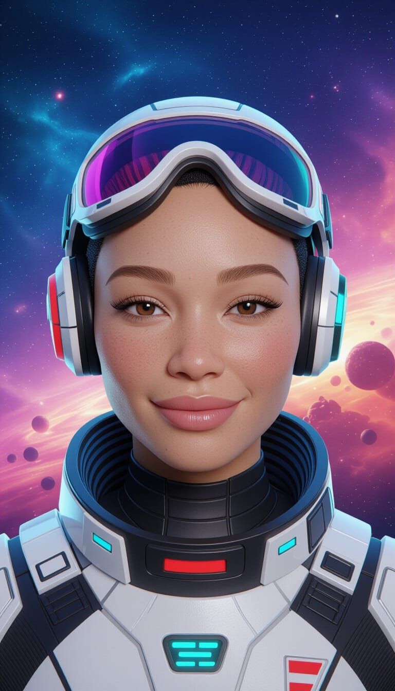 Futuristic Hybrid Woman in Sci-Fi Landscape