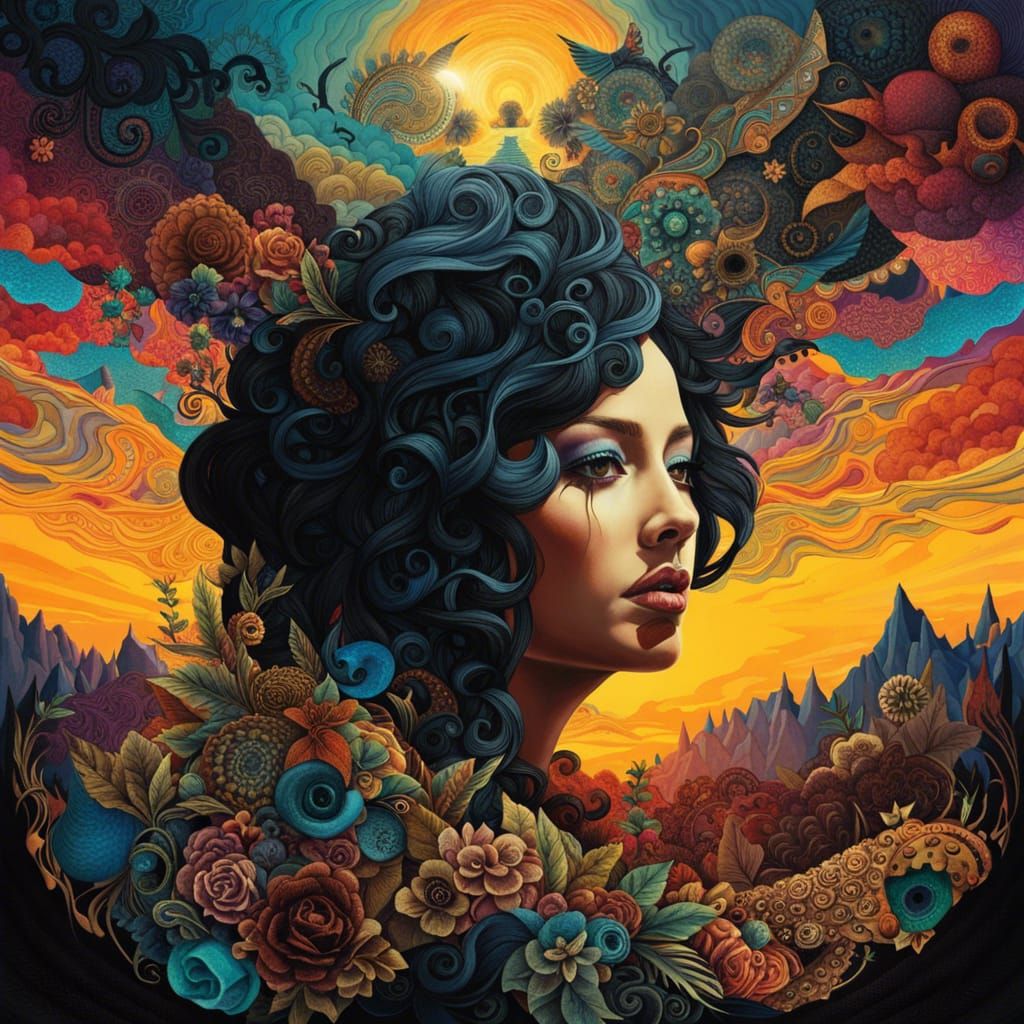 Surreal Portrait of Sad Eyes in Collage Art Style