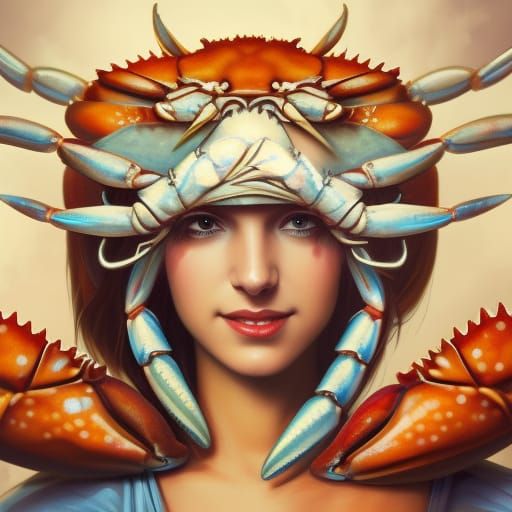 Crab Rave Queen Portrait in Hyperdetailed Digital Art
