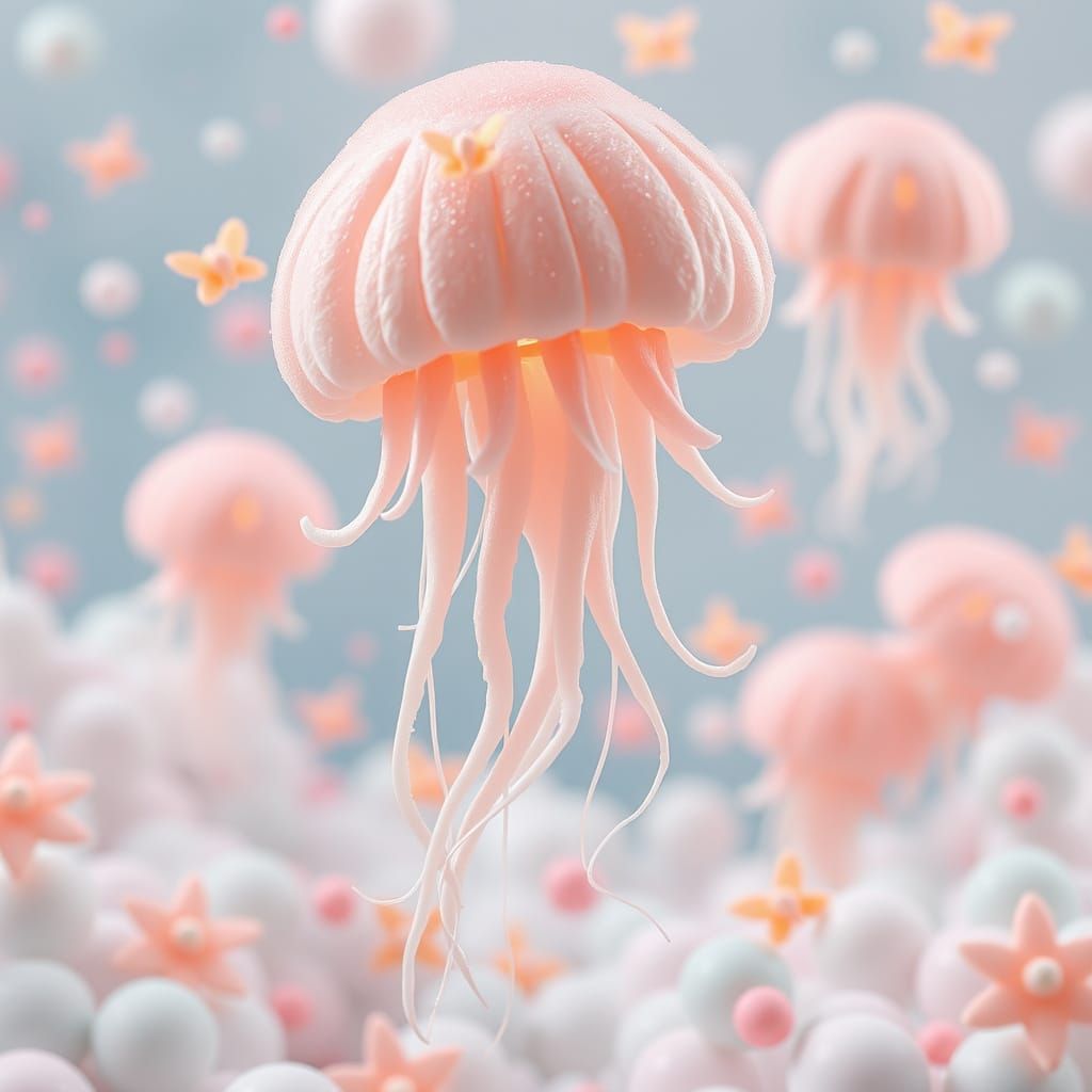 Pastel Jellyfish Dreamscape in Anime Style
