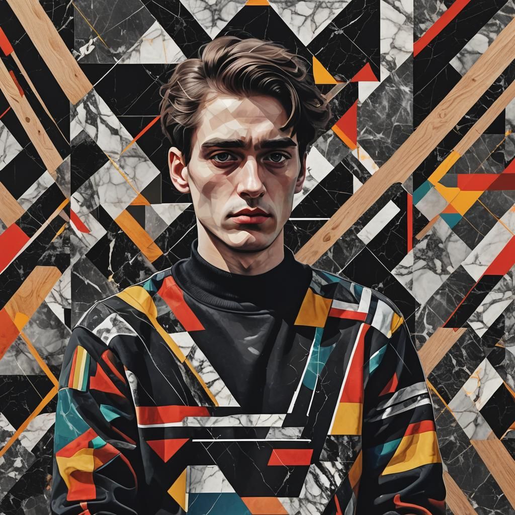 Geometric Bauhaus Face with Sharp Corners