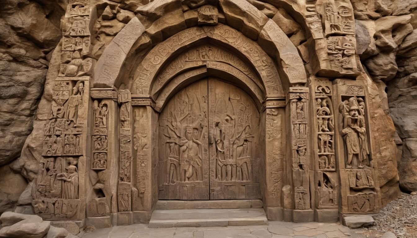 Majestic Dwarven Entrance Carved in Cavern Wall