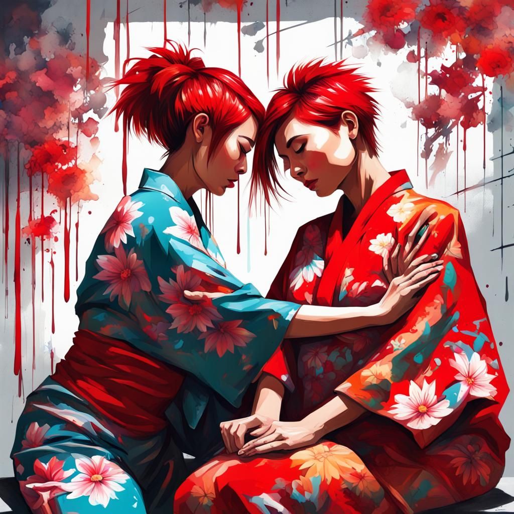 Woman Getting Massage in Graffiti Art Style