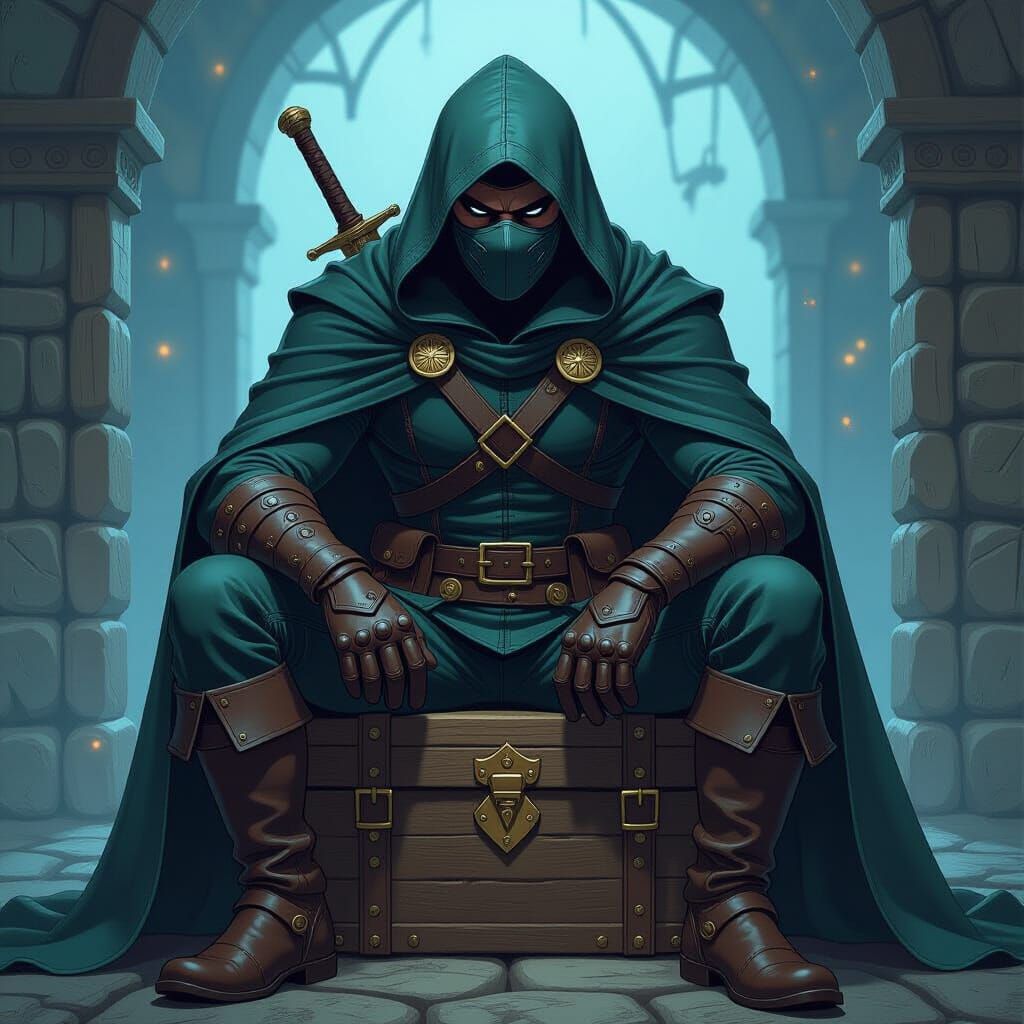 Fantasy Thief Outfit in Comic Book Art Style