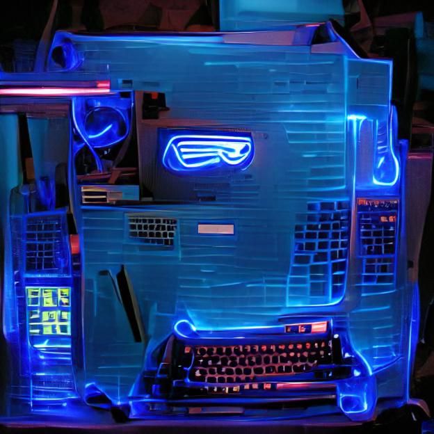 Cyberpunk Computer Screen Glowing Neon