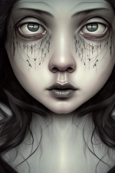 Wednesday Addams: Hyper-Detailed Digital Illustration