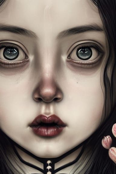Wednesday Addams in Ethereal, Hyper-Realistic Digital Art