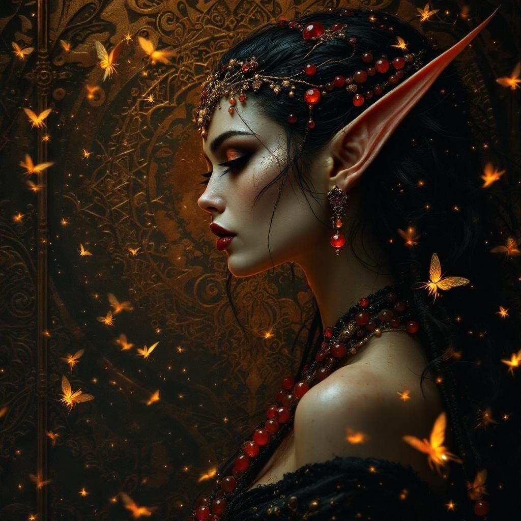 Elven Woman in Bronze, Fantasy Concept Art