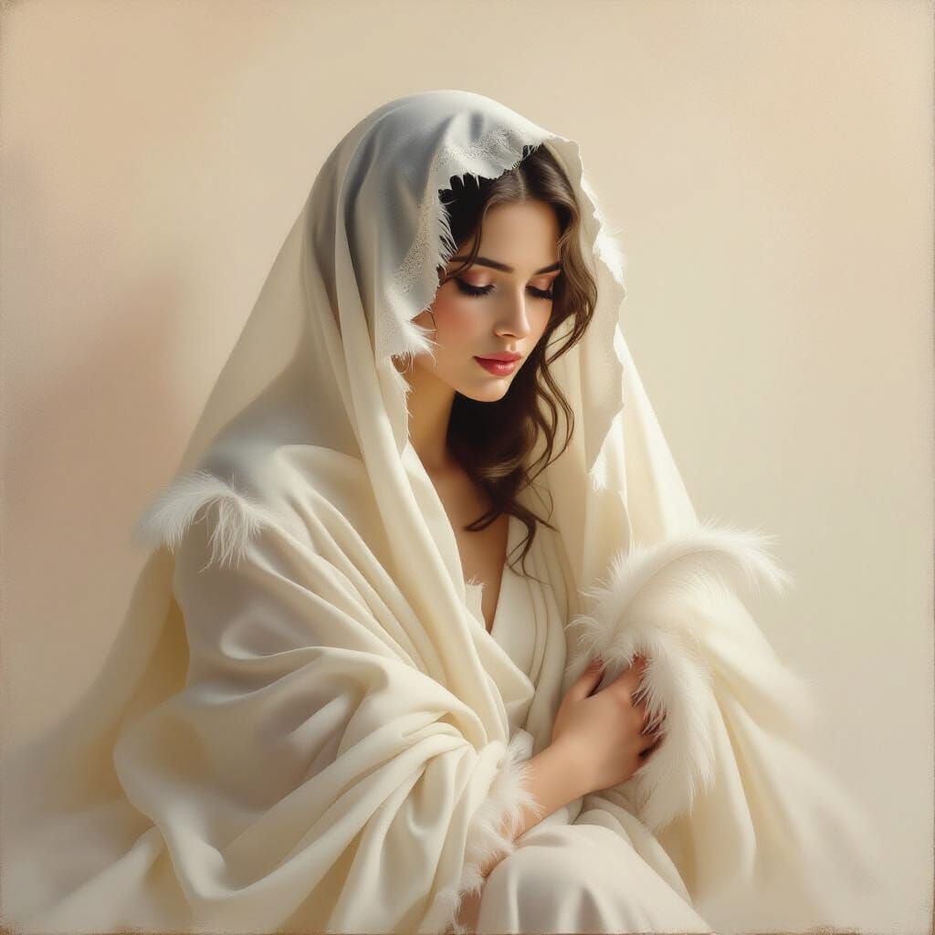Ethereal Woman in White: A Surreal Art Piece