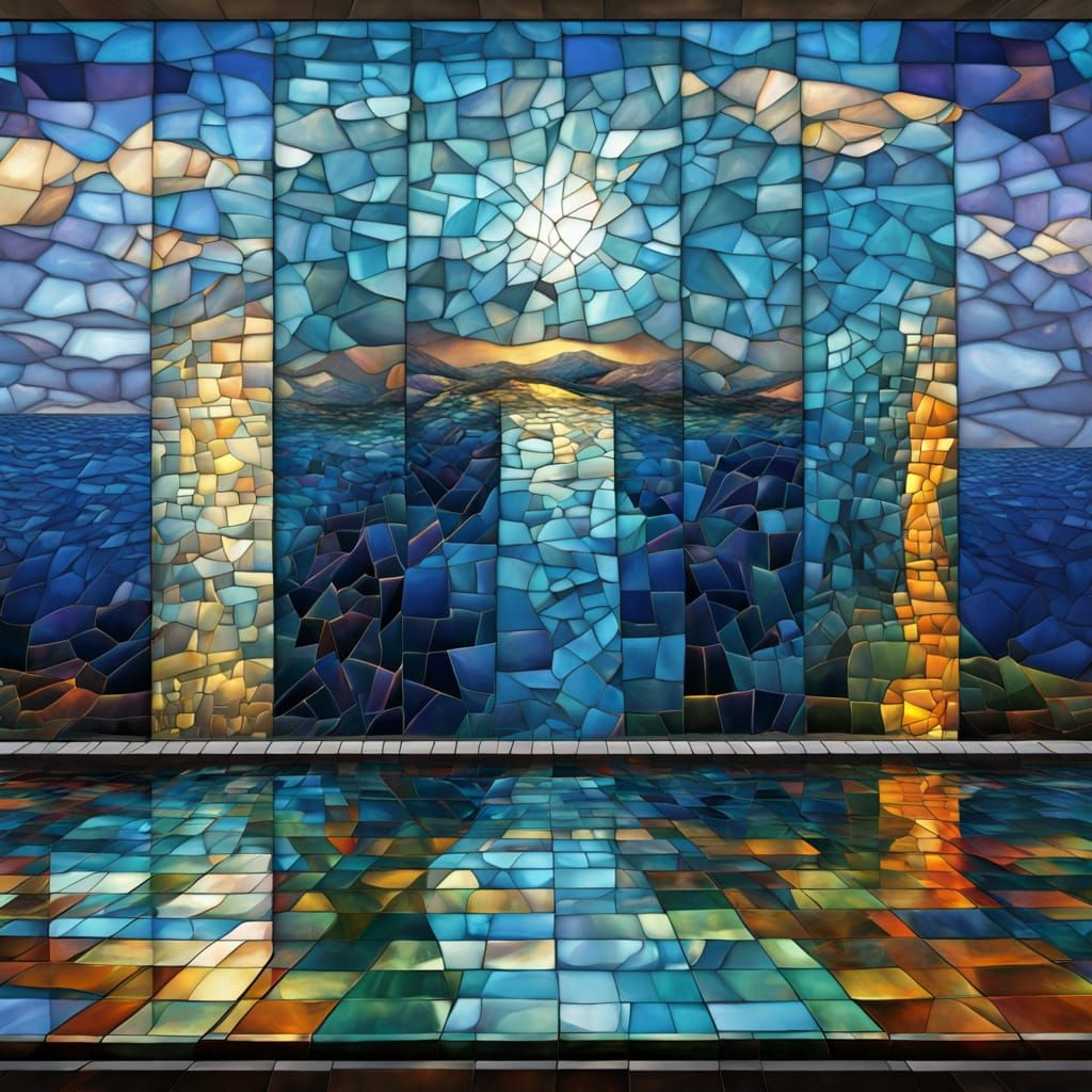 Glass Mosaic Panorama of a Fantastical Landscape