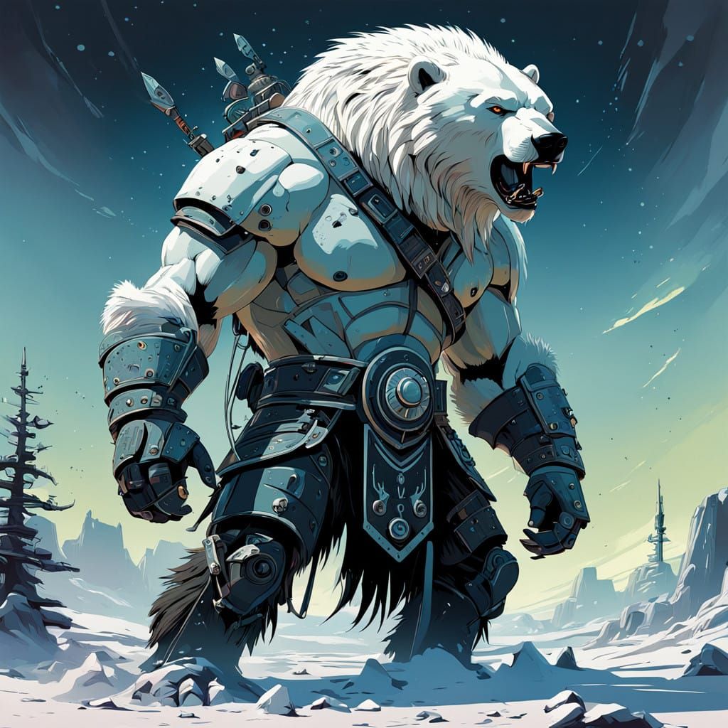 Fierce Nordic Warrior Unites with Majestic Polar Bear in Swi...