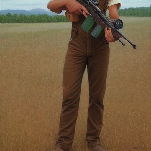 Long-Nosed Sniper in Overalls, Oil Painting